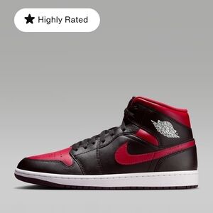 Nike Air Jordans Mid 1 Black and Red Sneakers